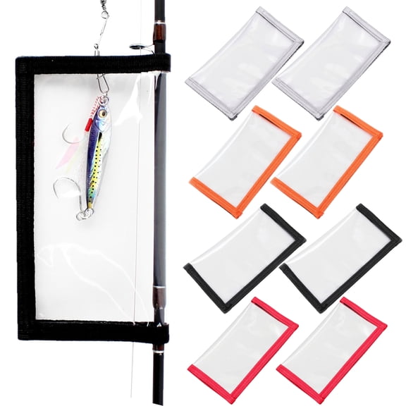 2 Pack Fishing Lure Wrap for Rod Clear PVC Lure Covers Keeps Hook Cover in 2 Sizes to Keep Hook Safe Bait StorageAnti-Puncture Fishing Gear Organizer,Orange-M