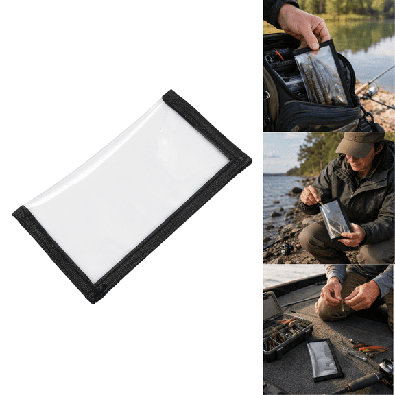 2 Pack Fishing Lure Wraps, PVC Transparent Soft Plastic Bait Storage Bag with Hook and Loop Seal, Clear Lure Wraps Protective Cover for Hooks Soft Baits Fishing Tackle Organizer B