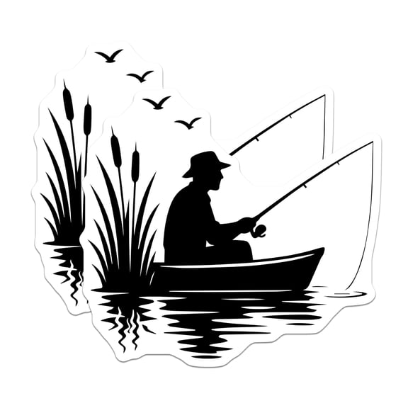 (2 Pack) Fishing Magnets - Fisherman Boat Decor - Lake House Decorations - 5" On Longest Side - Premium Magnet - for Cars, Refrigerators, Toolboxes, Lockers - Made in USA - MAG17049