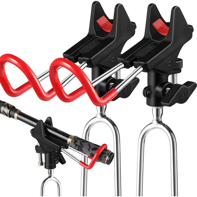 2 Pack Fishing Pole Holders for Ground, Beach, 360 Degree Adjustable Fishing  Pole Stand Equipment, Gift for Men Father's Day, Birthday Day,  Christmas，Red and Black 