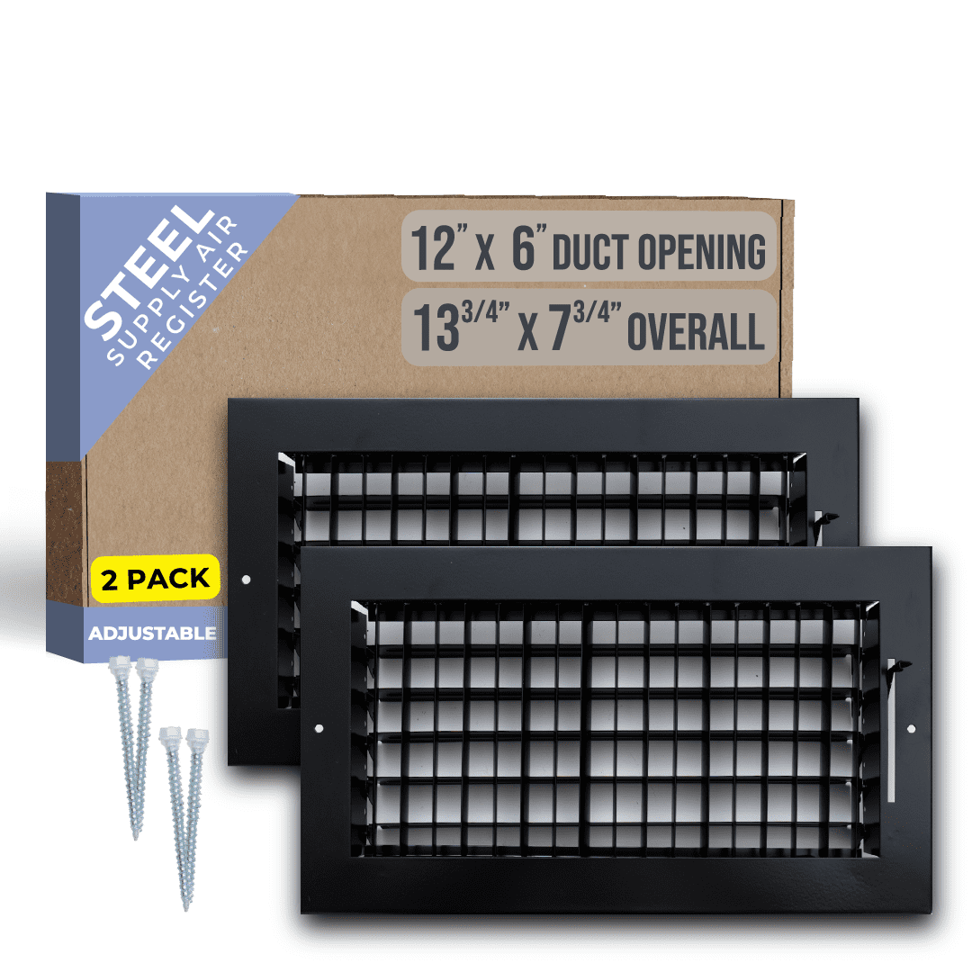[2 Pack] Fits 12x6 Duct Opening Steel Adjustable Air Supply Grille by ...