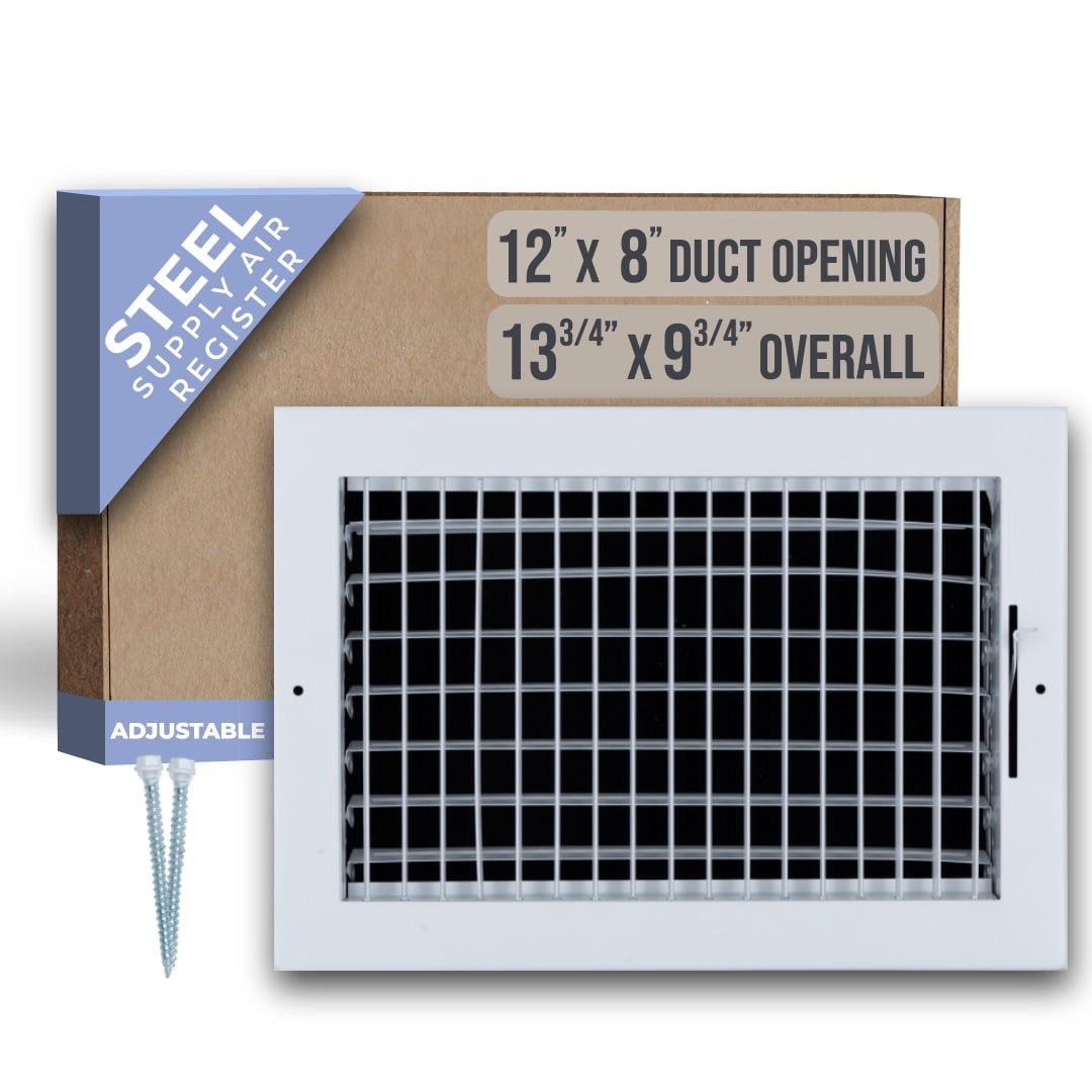 [2 Pack] Fits 12x8 Duct Opening Steel Adjustable Air Supply Grille by ...