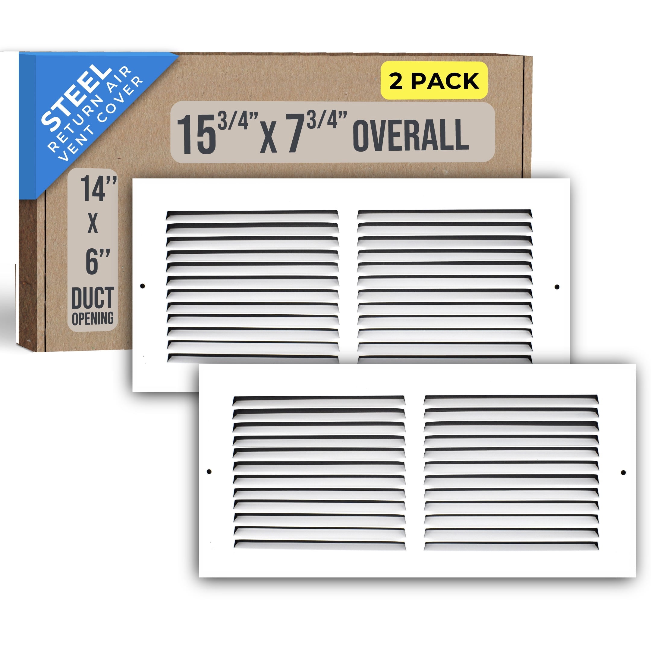 [2 Pack] Fits 14x6 Duct Opening | Steel Return Air Grille by Handua ...