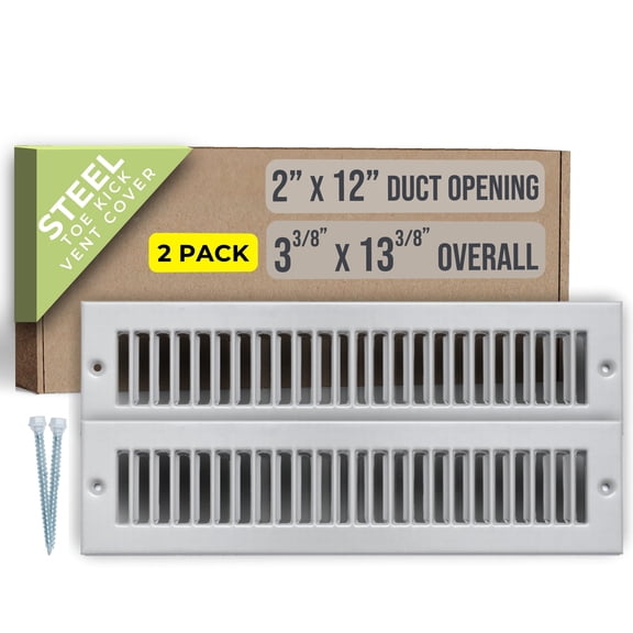 [2 Pack] Fits 2x12 Duct Opening | Toe Kick Vent Cover by Handua | Cabinet Toe Kick Space Register Grille | HVAC Toe Space Vent Cover | Outer Dimensions: 3 3/8" X 13 3/8" | Gray