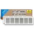 thumbnail image 1 of [2 Pack] Fits 30x8 Duct Opening | Steel Return Air Grille by Handua | Vent Cover Grill for Sidewall and Ceiling | White | HVAC Cold Air Intake Grille | Outer Dimensions: 31.75"W X 9.75", 1 of 7