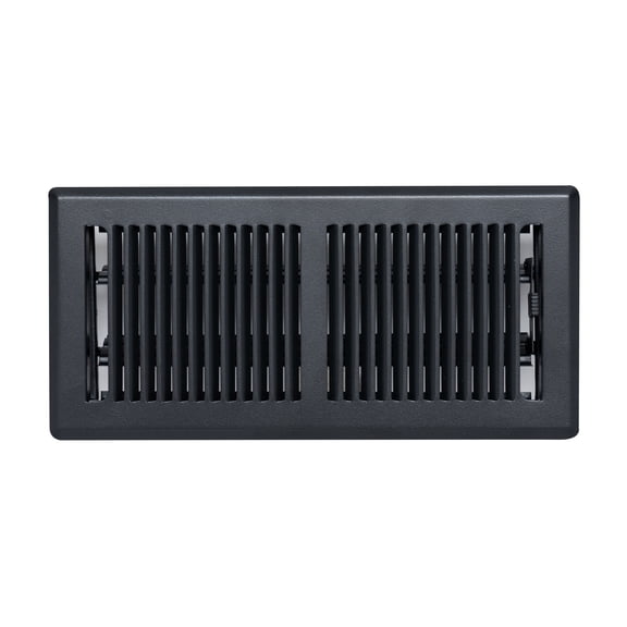 [2 Pack] Fits 4x10 and 10x4 Duct Opening | Floor Register with Contemporary Louvered Design| Heavy Duty Walkable Design | Damper | Floor Vent | Easy to Adjust Air Supply Lever | Matte Black