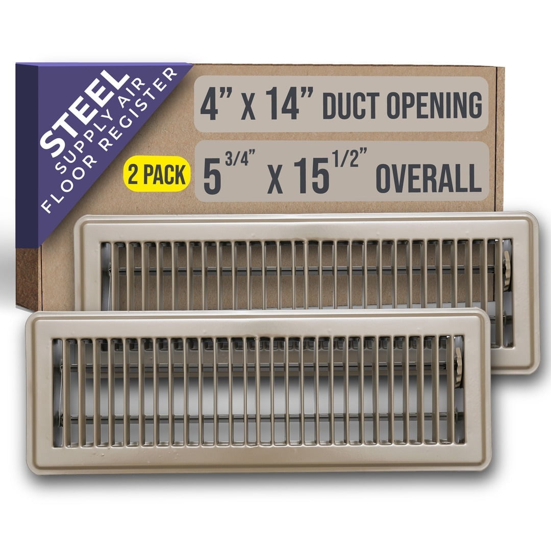 [2 Pack] Fits 4x14 Duct Opening Floor Register with Louvered Design by ...