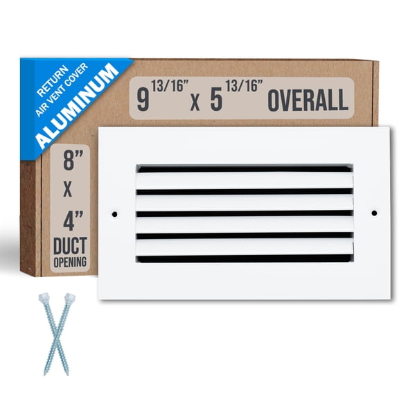 [2 Pack] Fits 8x4 Duct Opening | Aluminum Return Air Grille by Handua | Vent Cover Grill for Sidewall and Ceiling | Rust Free | Durable Powder Coating | HVAC Cold Air Intake Grille | White