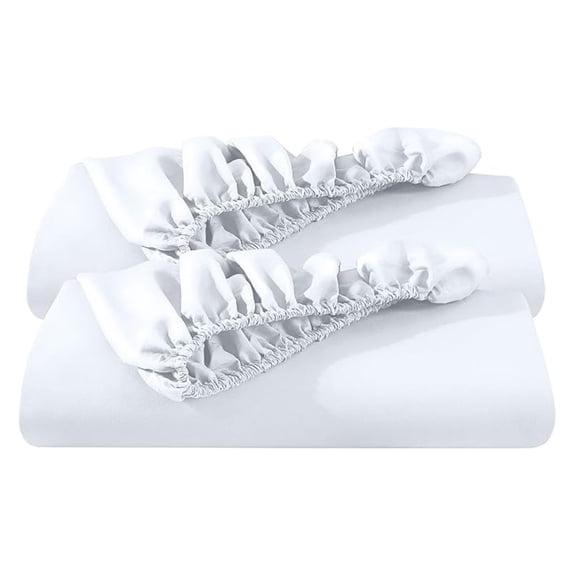 2-Pack Fitted Bottom Sheets Full XL - Premium 1800 Ultra-Soft Wrinkle Resistant Microfiber - Deep Pocket (Full XL, White)