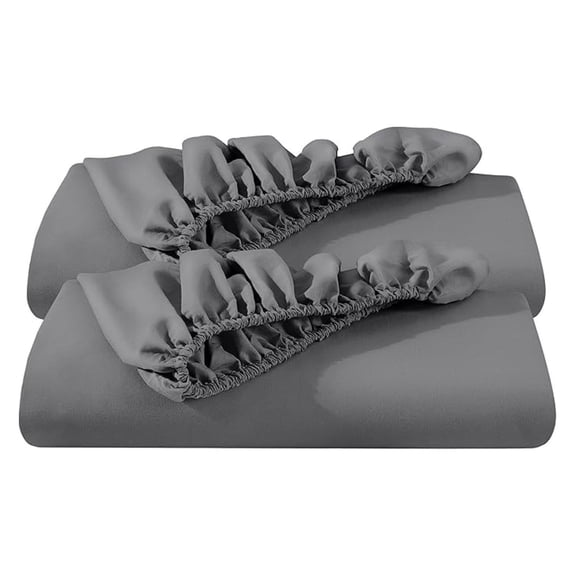 2-Pack Fitted Bottom Sheets Split King - Premium 1800 Ultra-Soft Microfiber - Deep Pocket - 4 Twin XL Fitted Sheets (Split King, Grey)