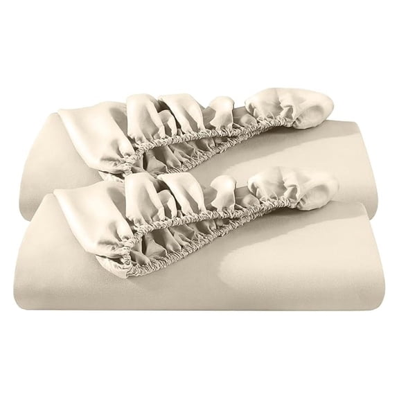 2-Pack Fitted Bottom Sheets Split King - Premium 1800 Ultra-Soft Microfiber - Deep Pocket - 4 Twin XL Fitted Sheets (Split King, Sand)