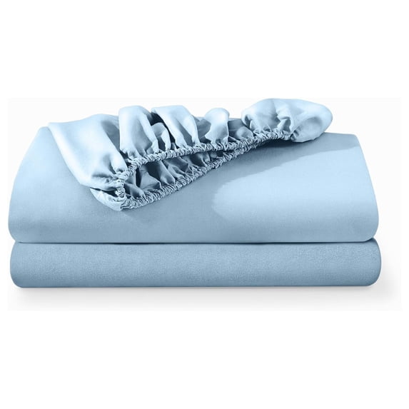2-Pack Fitted Bottom Sheets Twin XL - Premium 1800 Ultra-Soft Wrinkle Resistant Microfiber - Deep Pocket (Twin XL, Light Blue)