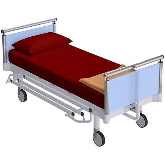 2 Pack Fitted Hospital Bed Sheets- 100% Cotton 12" Deep Pocket Fitted Sheets for Home & Hospital Care Beds- 400TC Soft Hopsital Bed Sheets with Elastic- Burgundy Solid, Standard Size (36" x 80")