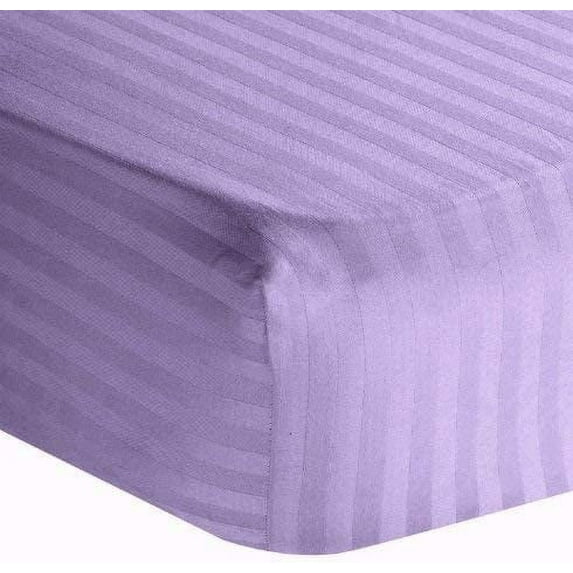 2 Pack Fitted Hospital Bed Sheets- 100% Cotton 6" Deep Pocket Fitted Sheets for Home & Hospital Care Beds- 400TC Soft Hopsital Bed Sheets with Elastic- Lavender Stripe, Standard Size (36" x 80")