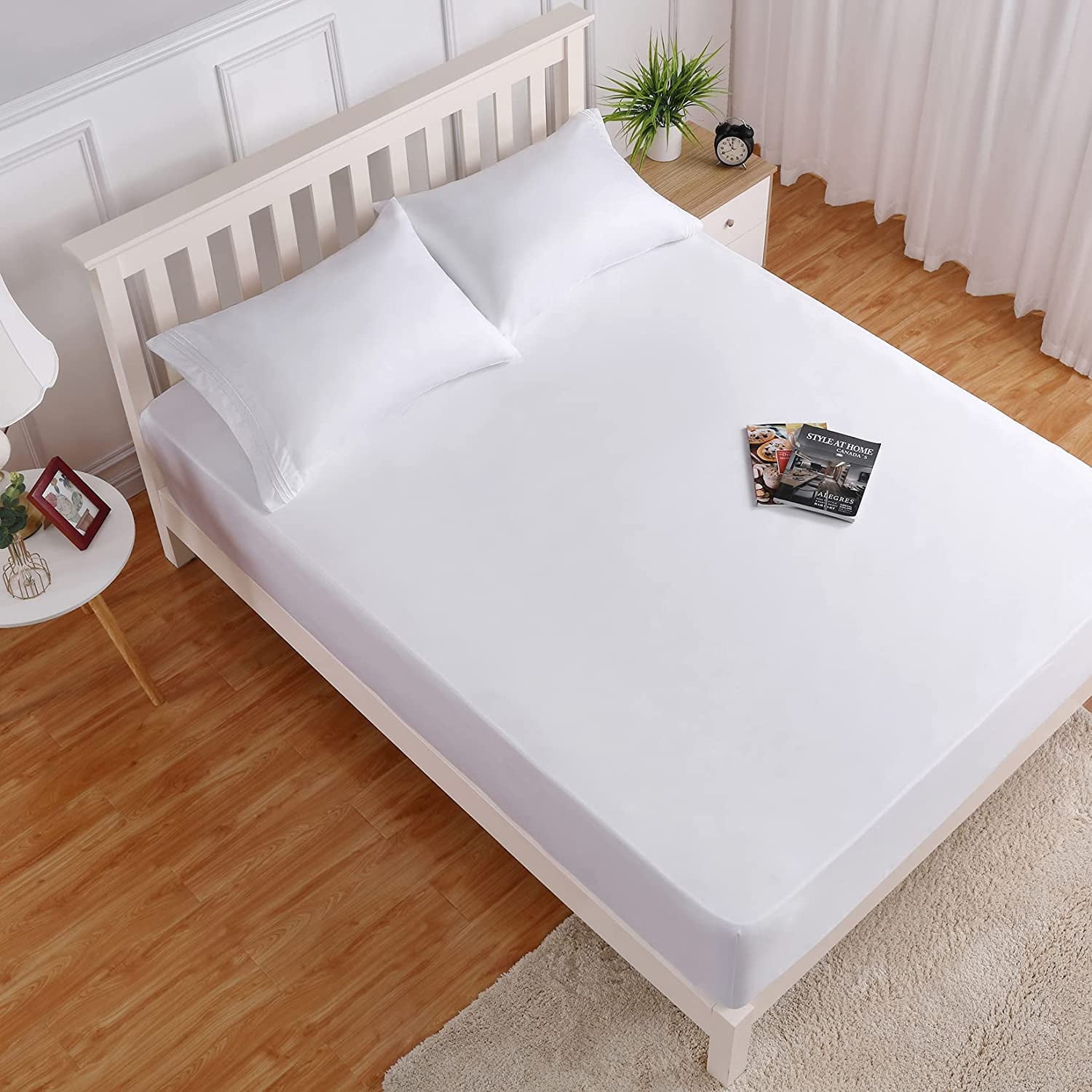 Arkwright Bulk Fitted Bed Sheets - Soft Poly/Cotton Sheet for Home - Twin  Size - (6 Pack) White 