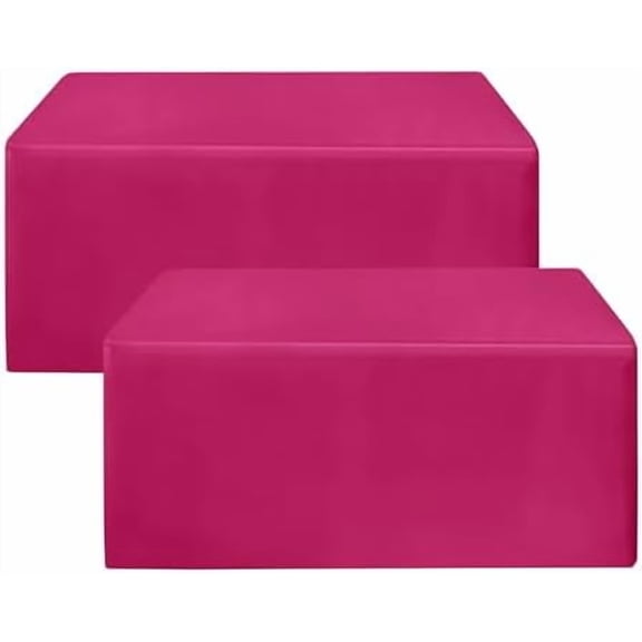 2 Pack Fitted Tableclothes - 48 x 24 Inch - Fuchsia/Hot Pink Rectangle Tablecloths for 4 Foot Tables, Polyester Fabric Table Covers for Folding Table, Parties, Baby Shower, Trade Show