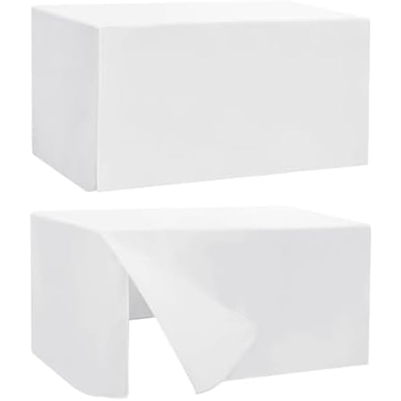 2 Pack Fitted Tableclothes - 48 x 24 Inch - Rectangle Tablecloths for 4 Foot Tables, Versatile Fabric Table Covers for Parties, Holiday Dinner, Trade Show (White)