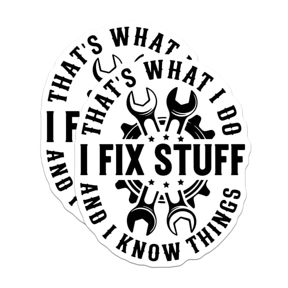 (2 Pack) Fix Stuff Magnets - Handyman Tool Design - Mechanic Fridge Art - 5" On Longest Side - Premium Magnet - for Cars, Refrigerators, Toolboxes, Lockers - Made in USA - MAG16044