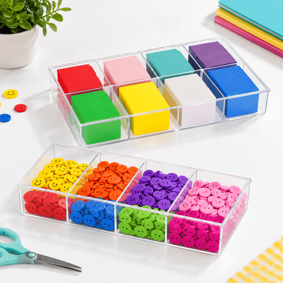 2 Pack Fixed 8 Gridsr Plastic Organizer Sorting Tray