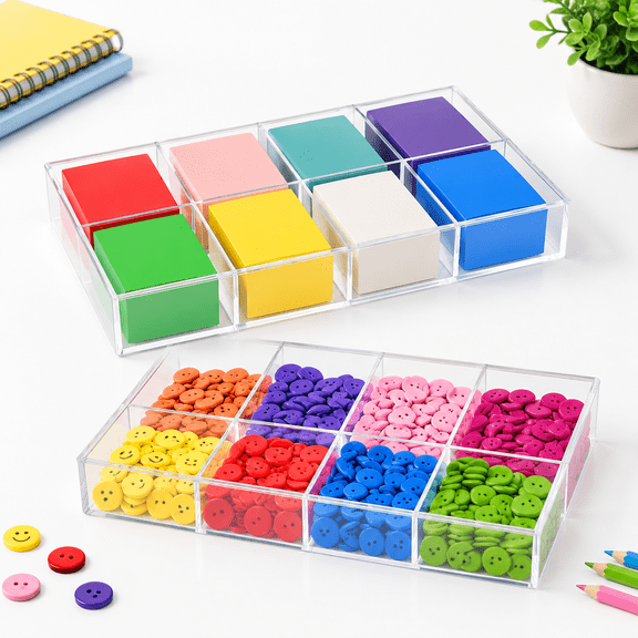 2 Pack Fixed 8 Gridsr Plastic Organizer Sorting Tray