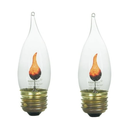 2-Pack Flame Light Bulb Flicker Edison E26 Standard Base Flickering Orange Glow