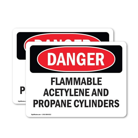 (2 Pack) Flammable ACETYLENE And Propane Cylinders OSHA Danger Sign