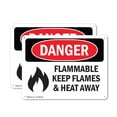 thumbnail image 1 of (2 Pack) Flammable Keep Flames And Heat Away OSHA Danger Sign 18 Inch X 12 Inch Plastic Sign, Weather Resistant, UV Protected for Workplace, Business, and Construction Site, Made in the, 1 of 8