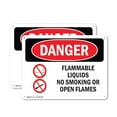 thumbnail image 1 of (2 Pack) Flammable Liquids No Smoking Or Open Flames OSHA Danger Sign 18 Inch X 12 Inch Plastic Sign, Weather Resistant, UV Protected for Workplace, Business, and Construction Site,, 1 of 8