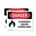 thumbnail image 1 of (2 Pack) Flammable Liquids Stored Here OSHA Danger Sign 10 Inch X 7 Inch Vinyl Label Decal Sticker Weather Resistant, UV Protected for Workplace, Business, and Construction Site, Made, 1 of 7