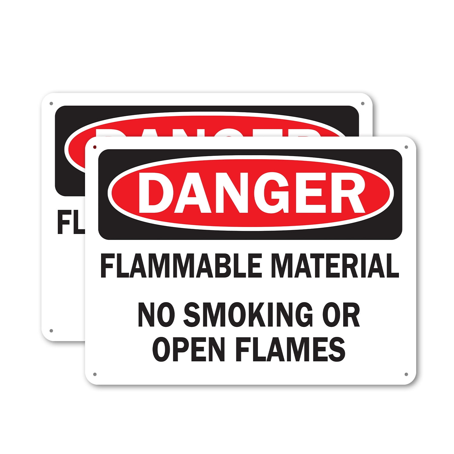 (2 Pack) Flammable Material No Smoking Or Open Flames OSHA Danger Sign ...