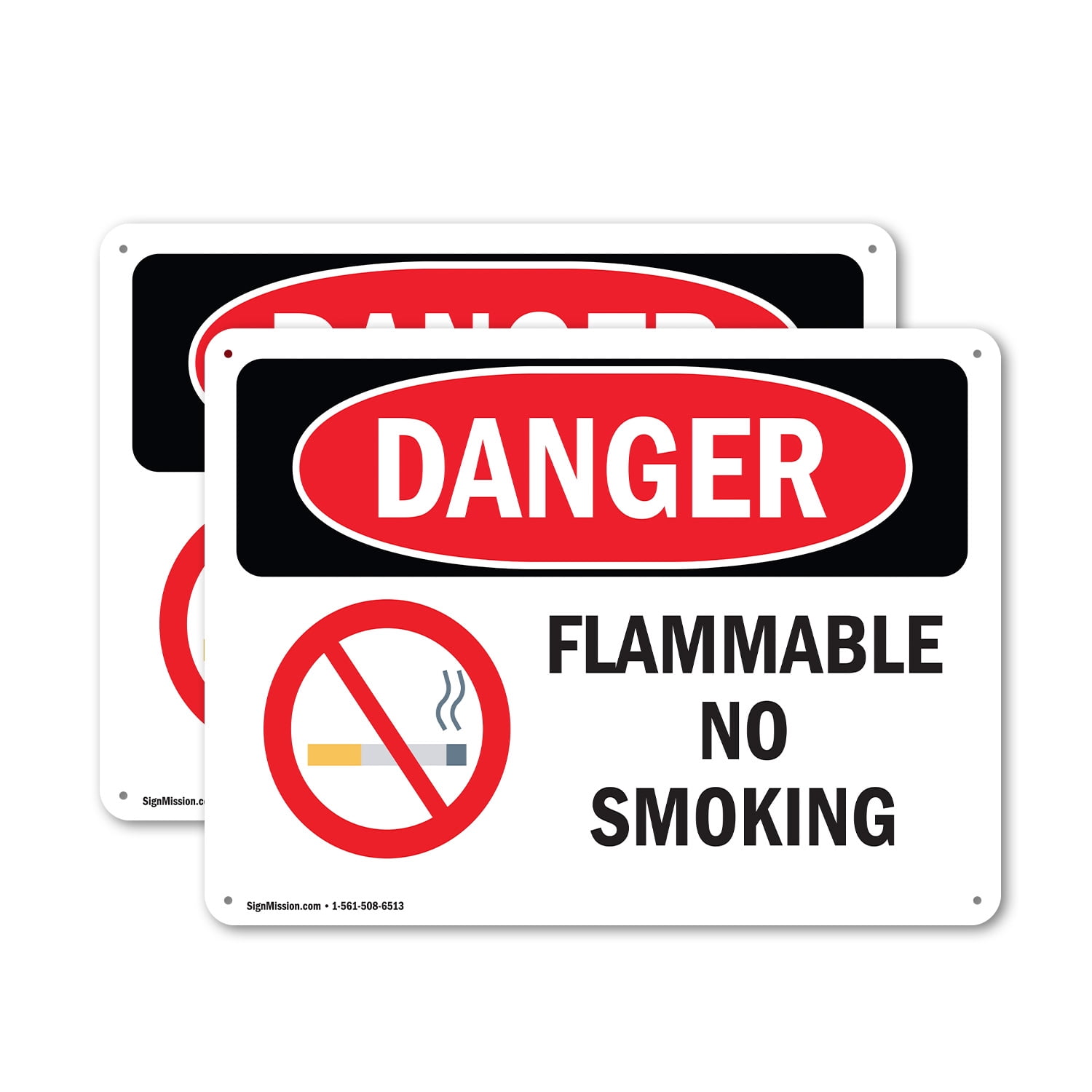 (2 Pack) Flammable No Smoking OSHA Danger Sign 18 Inch X 12 Inch Indoor ...
