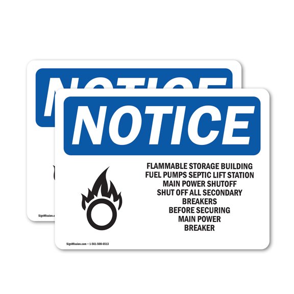 (2 Pack) Flammable Storage Building Fuel Sign