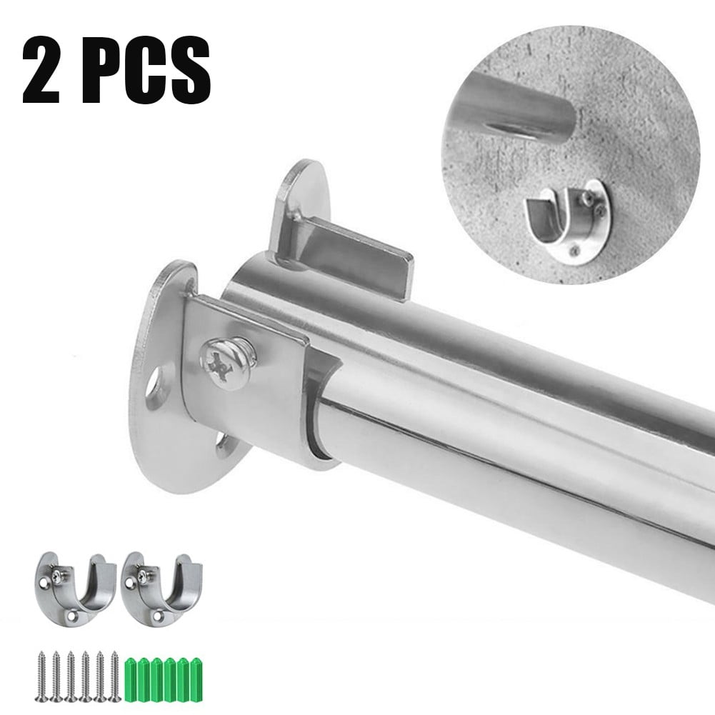 2 Pack Flange Rod Holder, Closet Rod Bracket End Supports Sockets For ...