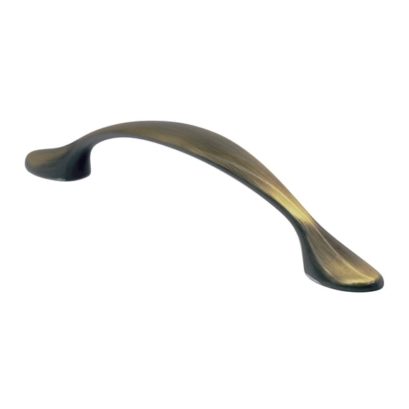 2 Pack Flare Style 3-25/32" Hole Centers, Overall Length 4-31/32", Contemporary Rustic Brass Cabinet Hardware Pull/Handle