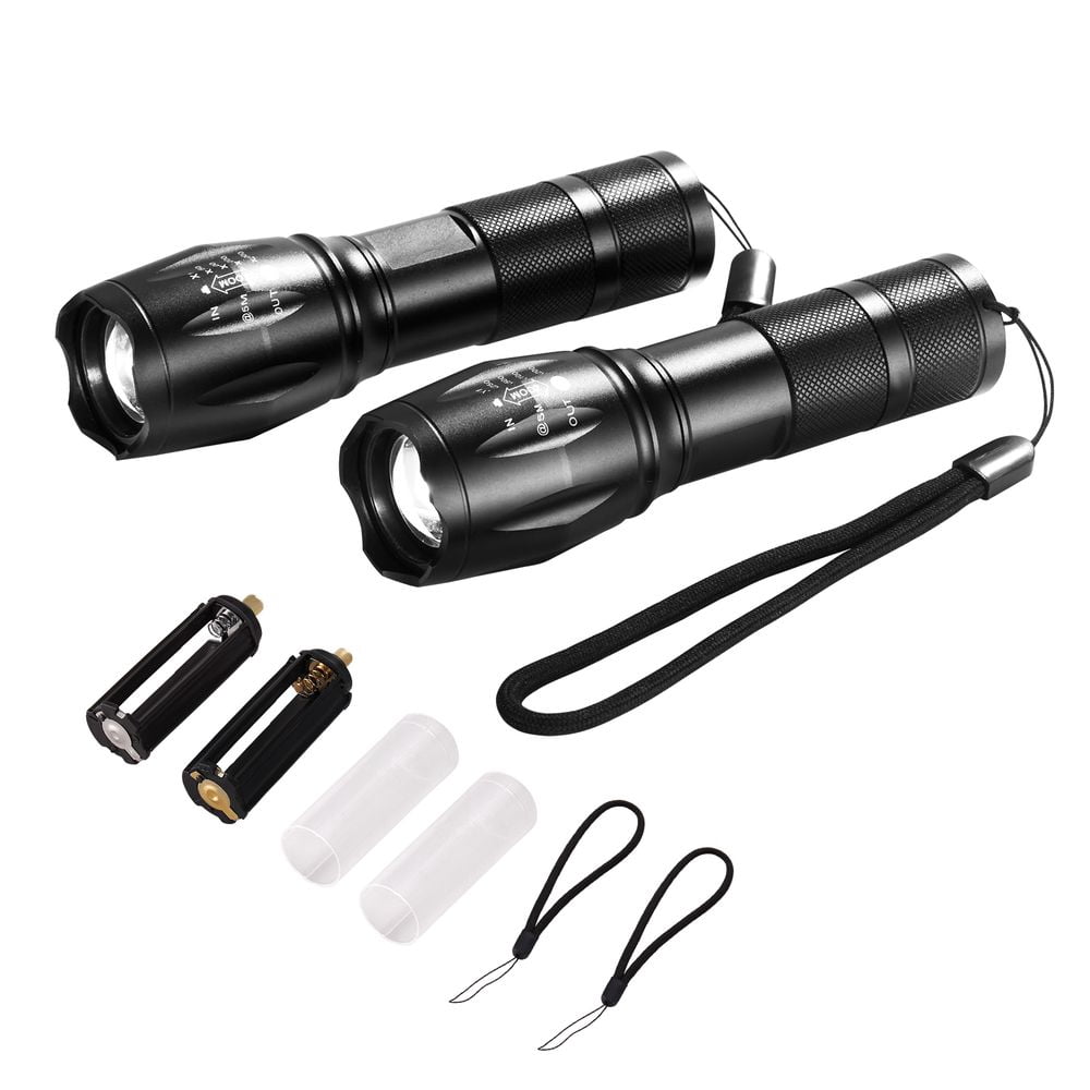 2 Pack 2000 High Lumens LED Flashlight, 5 Modes Adjustable Focus IP44 Waterproof Handheld Torch, Aluminum Alloy Portable Flashlight for Camping Hiking Fishing Emergency