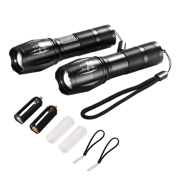 2 Pack 2000 High Lumens LED Flashlight, 5 Modes Adjustable Focus IP44 Waterproof Handheld Torch, Aluminum Alloy Portable Flashlight for Camping Hiking Fishing Emergency