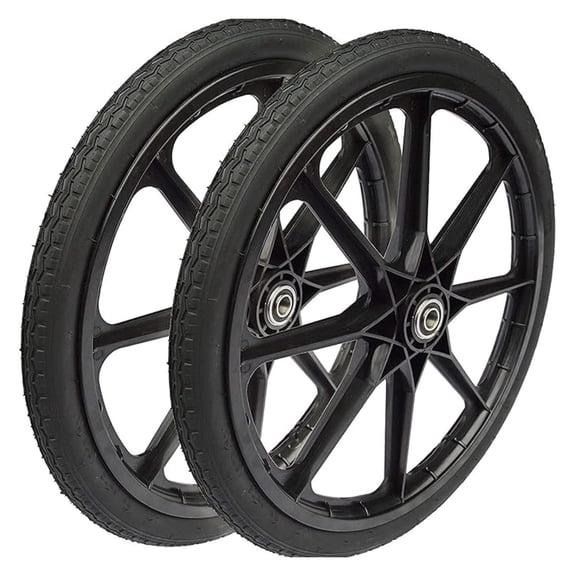 2 Pack Flat Free Replacement Wheels for Lawn and Garden Carts 5/8" Axle Bearings 20 Inch Diameter Solid Tire Compatible with Rubbermaid Big Wheel