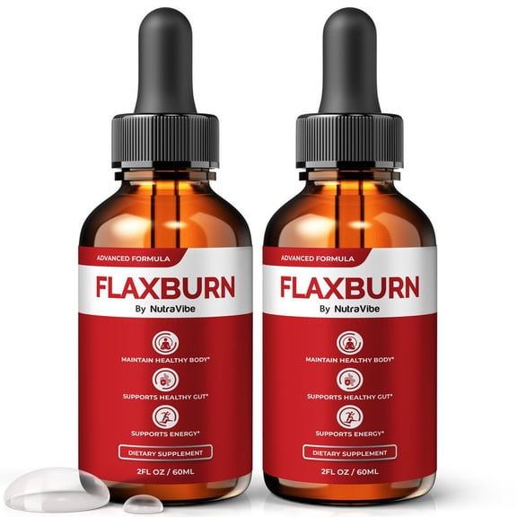 (2 Pack) Flaxburn Natural Daily Liquid Formula Designed to Align with Fitness Goals, Support an Active Lifestyle & Body Balance | Just a Few Drops for a Fit-Focused Routine (60 Servings)