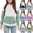 thumbnail image 1 of 2 Pack Fleece Lined Hoodies for Teen Girls & Boys with Front Pocket Pullover Sweatshirts Size 4-14 Tweens Cute Color Block Long Sleeve Warm Shirts Tops, 1 of 8