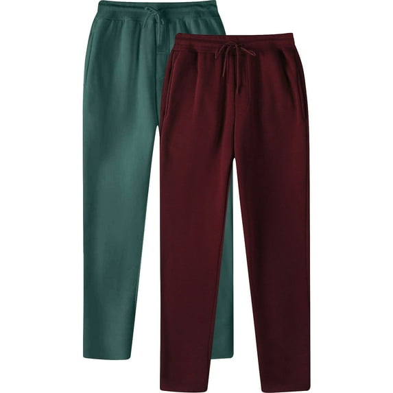 2 Pack Fleece Lined Tactical Pants Mens Lounge Pants Mens Red Joggers Mens Cargo Pants Relaxed Fit Men's Multi-Pockets Pants Sweat Pants Cotton