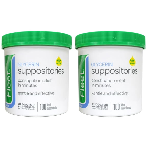 2 Pack Fleet - Glycerin Suppositories, Laxative, Adult Jar, 100 Each