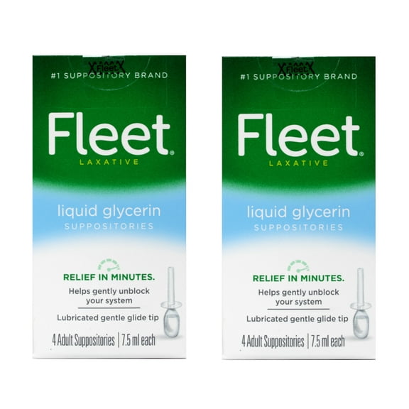 2 Pack - Fleet Liquid Glycerin Suppositories 4 Each