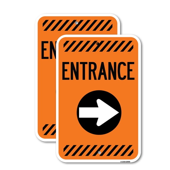(2 Pack) Flex Post Entrance with Right Arrow Decal Only for Flex Paddle | 18" X 24" Heavy-Gauge Aluminum Sign | Rust Free Aluminum, Weather Resistant, Waterproof, Fade Resistant, 2