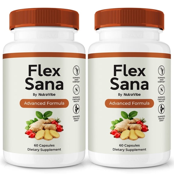 (2 Pack) Flex Sana Capsules – Natural Joint Support Formula for Flexibility, Mobility & Confidence in Movement | Daily Formula for Comfort, Recovery & Active Lifestyle (120 Capsules)