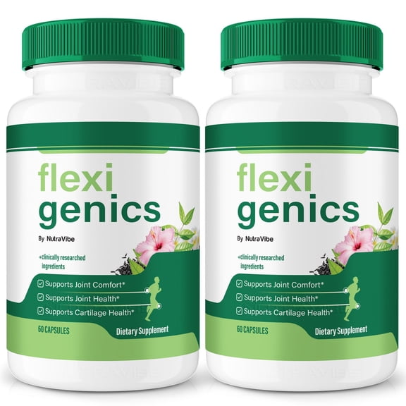 (2 Pack) Flexi Genics Pills, FlexiGenics Advanced Joint Support Supplement, All Natural Formula for Better Body Movement, Max Strength Capsules for Flexibility, Reviews (120 Capsules)