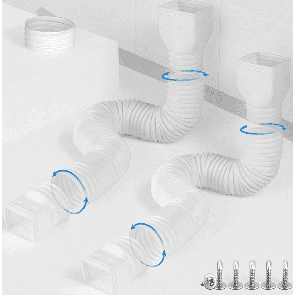 2 Pack Flexible Downspout Extensions, 58-Inch & 68-Inch Extendable Gutter Drain Pipes with Adapters and Connector, White
