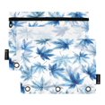 thumbnail image 1 of 2 Pack Flip Folders with Clear PVC Window Binder Pouches 3-Ring Binder Organizer for Office & Home Abstract Blue Maple Leaves, 1 of 6