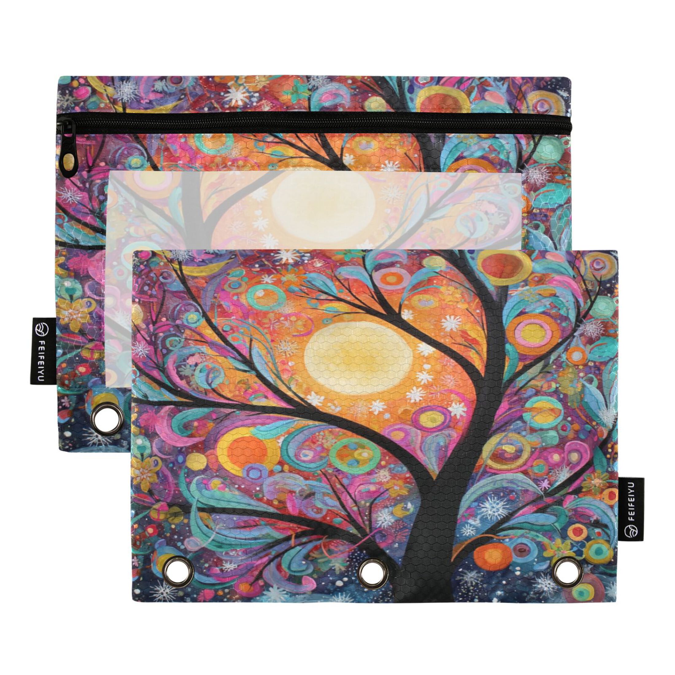 2 Pack Flip Folders with Clear PVC Window Binder Pouches 3-Ring Binder ...