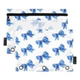 thumbnail image 1 of 2 Pack Flip Folders with Clear PVC Window Binder Pouches 3-Ring Binder Organizer for Office & Home Blue Bows Pattern, 1 of 6