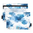 thumbnail image 1 of 2 Pack Flip Folders with Clear PVC Window Binder Pouches 3-Ring Binder Organizer for Office & Home Blue Ink Pattern, 1 of 6